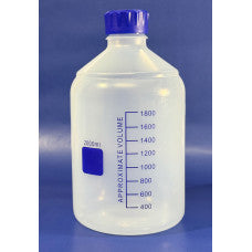 Plastic PP Reagent Bottle, graduated, 2000ml, with Blue GL45 Lid, EACH